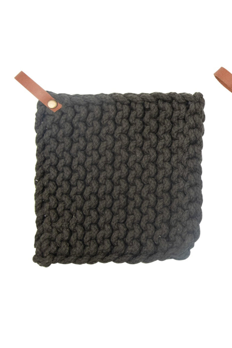 LEATHER LOOP CROCHET POT HOLDER