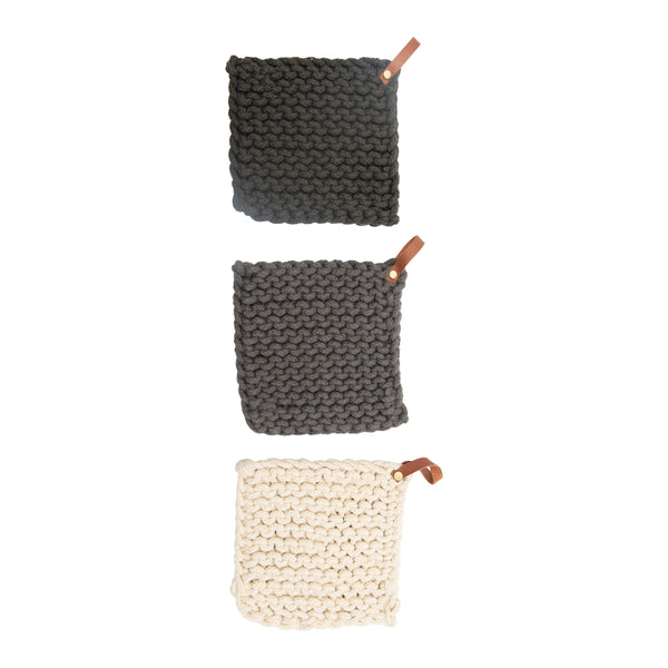 LEATHER LOOP CROCHET POT HOLDER