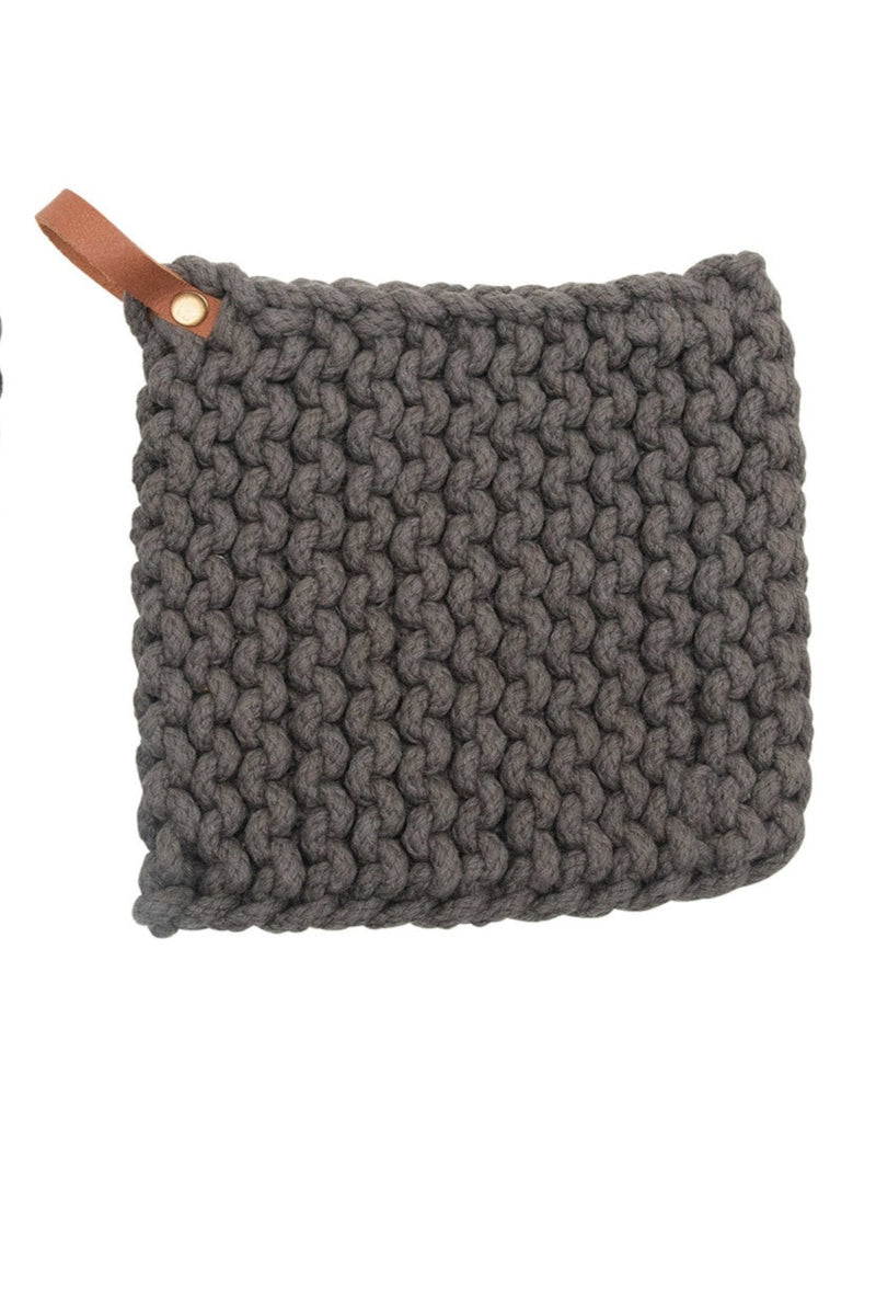 LEATHER LOOP CROCHET POT HOLDER