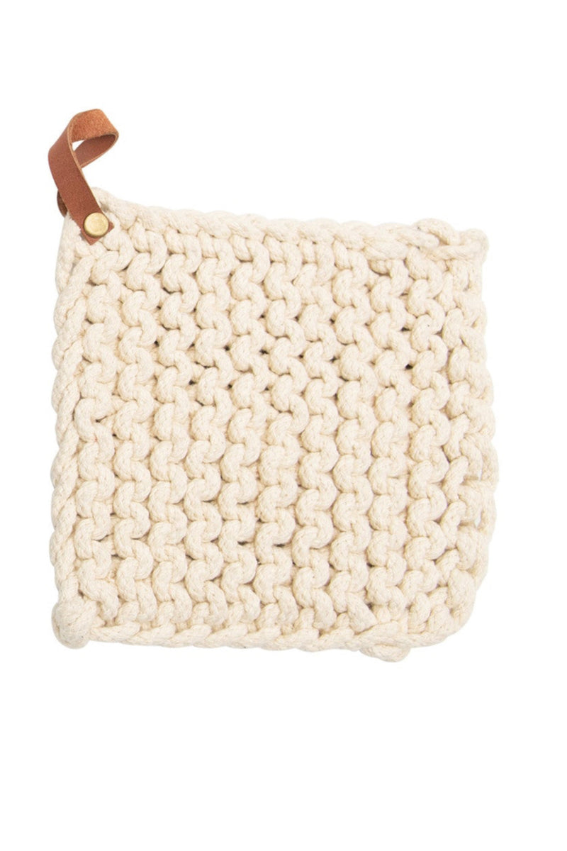 LEATHER LOOP CROCHET POT HOLDER