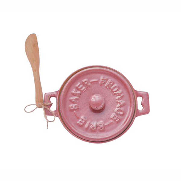 PINK STONEWARE BAKER