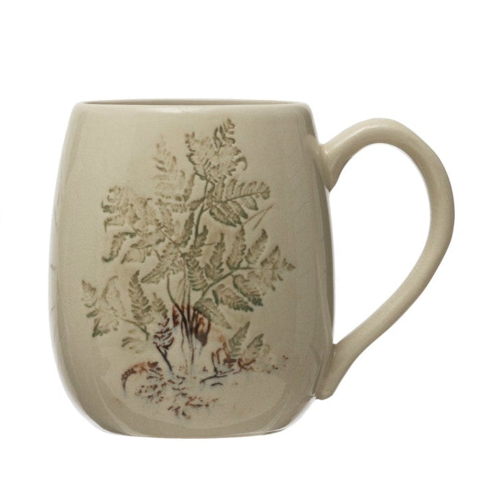 CREAM BOTANICAL DEBOSSED MUG