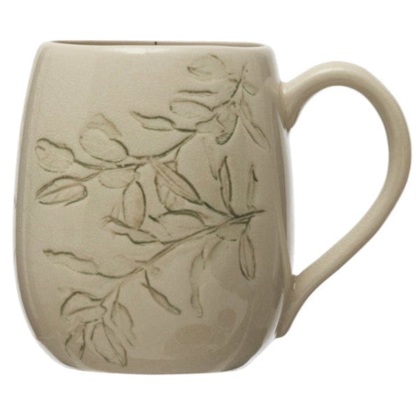 CREAM BOTANICAL DEBOSSED MUG