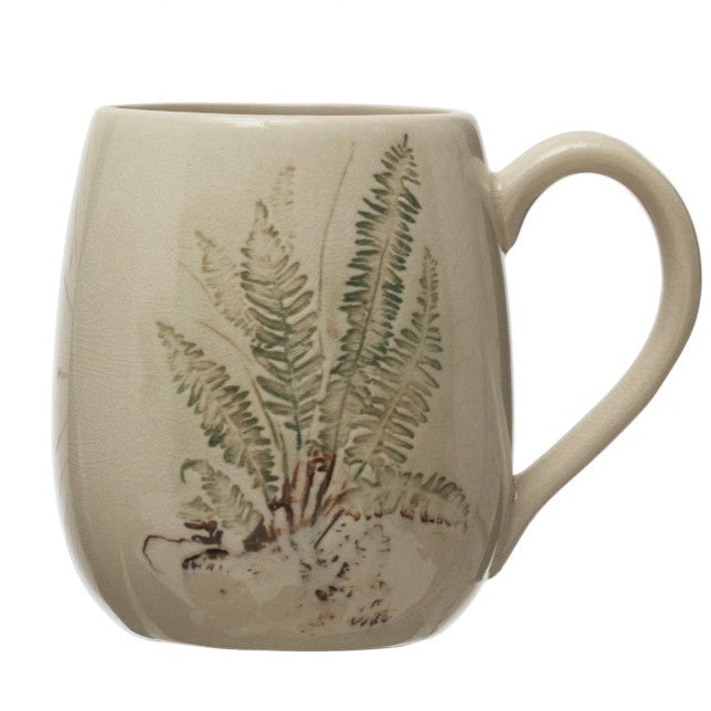 CREAM BOTANICAL DEBOSSED MUG