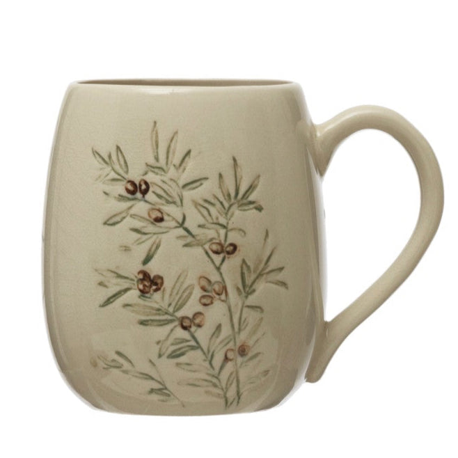 CREAM BOTANICAL DEBOSSED MUG