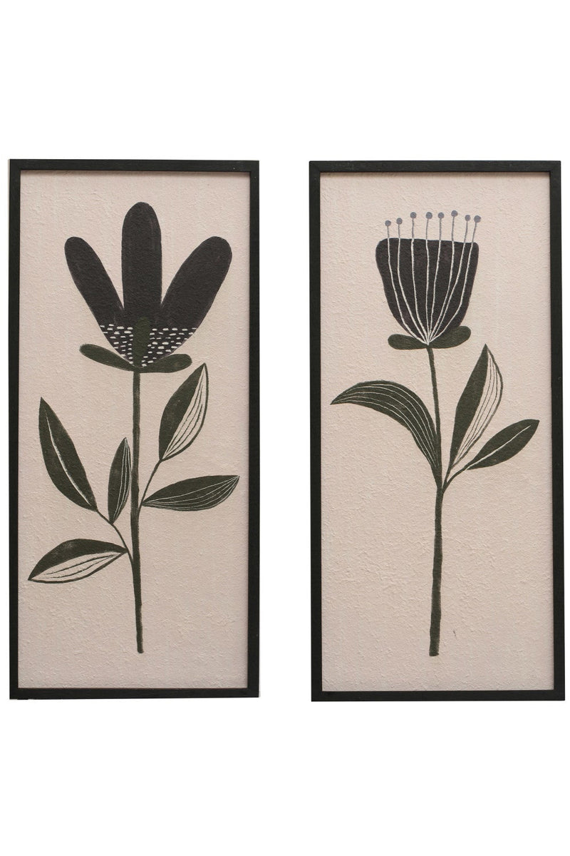 BLACK + WHITE WOOD FRAMED FLOWER