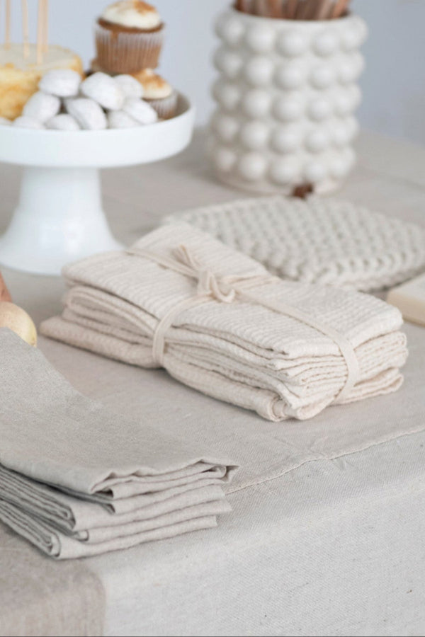 CREAM SQUARE COTTON WAFFLE NAPKINS