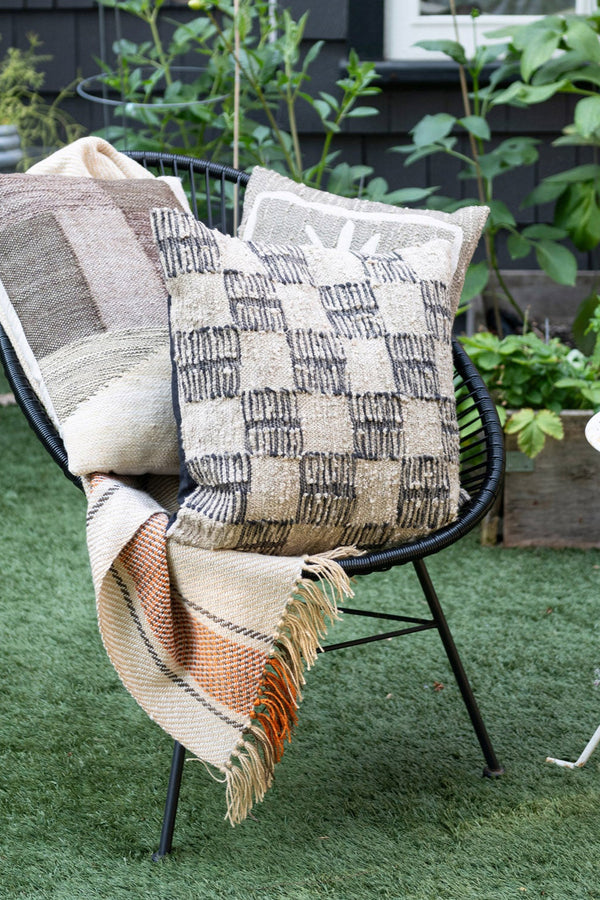 WOVEN CHECK INDOOR/OUTDOOR PILLOW