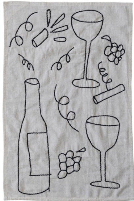 EMBROIDERED LINEN TEA TOWEL SET