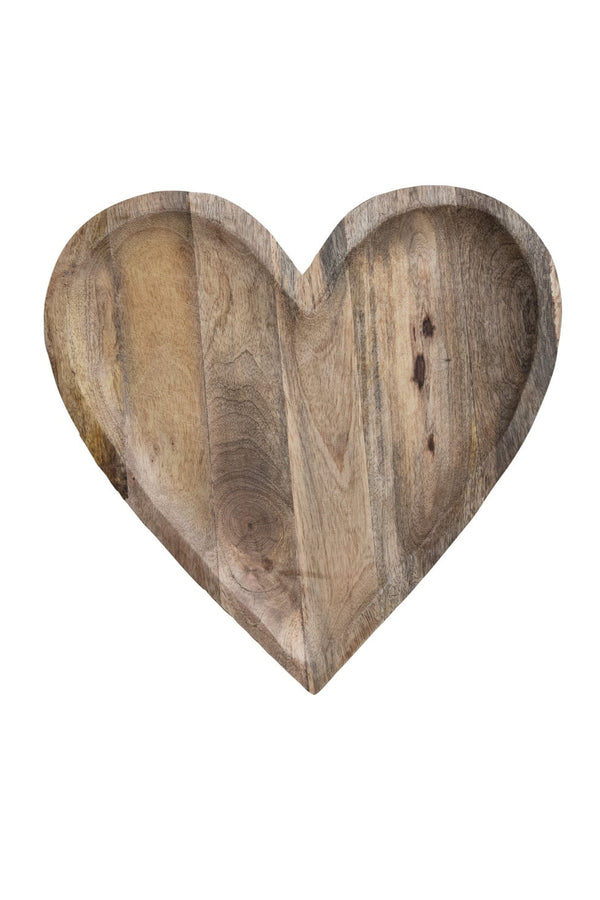 LARGE MANGO WOOD HEART TRAY