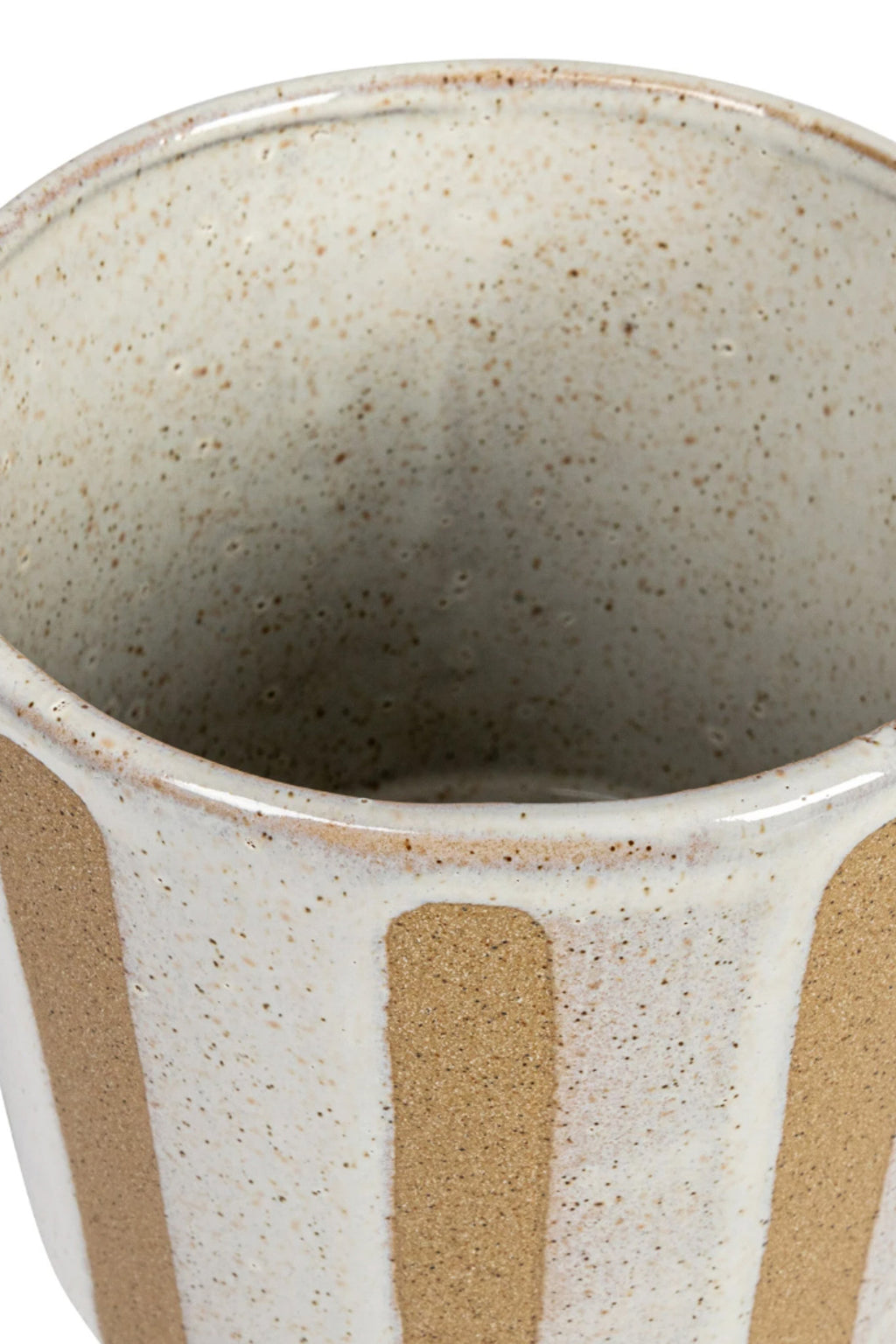 CREAM + BROWN STRIPED VASE