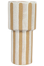 CREAM + BROWN STRIPED VASE