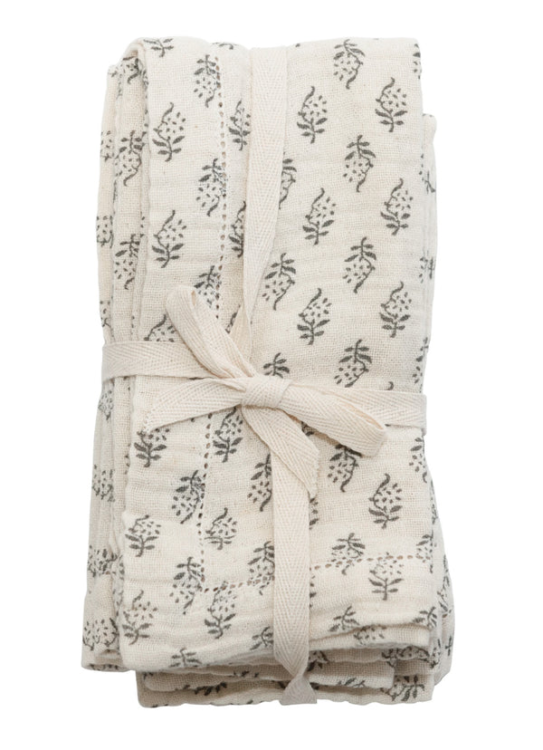 GREY NAPKINS WITH FLORAL PATTERN