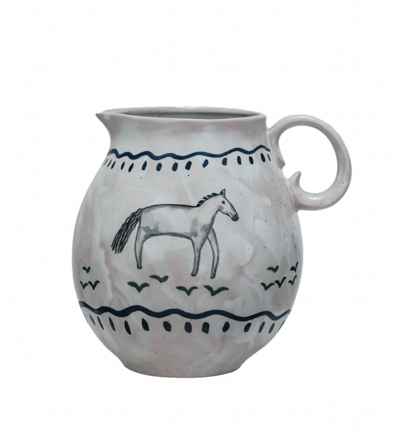 HAND PAINTED HORSE PITCHER