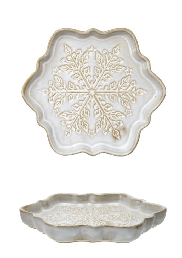 STONEWARE SNOWFLAKE PLATE