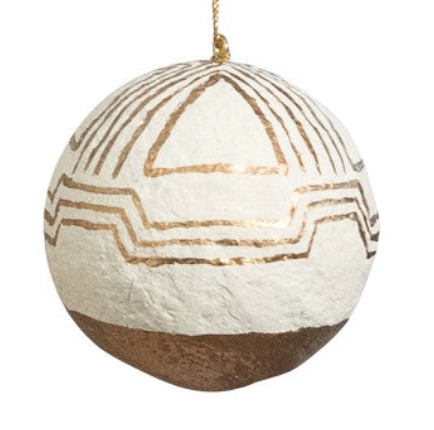 GOLD HAND-PAINTED PAPER MACHE ORNAMENT