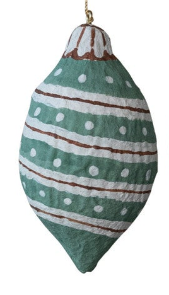 STRIPE HAND-PAINTED PAPER MACHE ORNAMENT