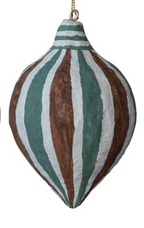STRIPE HAND-PAINTED PAPER MACHE ORNAMENT