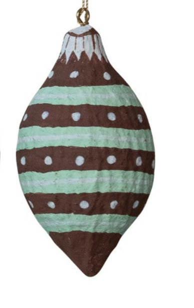STRIPE HAND-PAINTED PAPER MACHE ORNAMENT