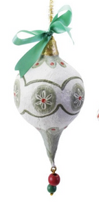 BOW HAND-PAINTED PAPER MACHE ORNAMENT