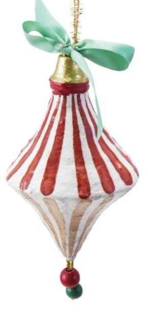 BOW HAND-PAINTED PAPER MACHE ORNAMENT