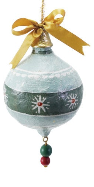 BOW HAND-PAINTED PAPER MACHE ORNAMENT