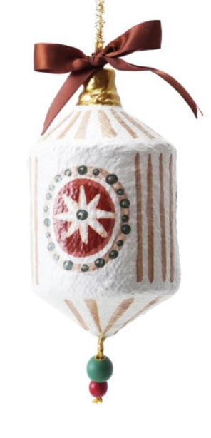 BOW HAND-PAINTED PAPER MACHE ORNAMENT