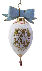 BOW HAND-PAINTED PAPER MACHE ORNAMENT