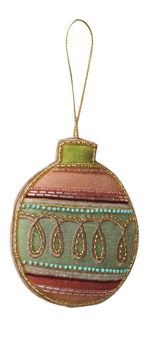 GLASS BEAD + EMBROIDERED ORNAMENTS