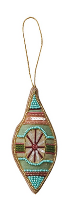 GLASS BEAD + EMBROIDERED ORNAMENTS