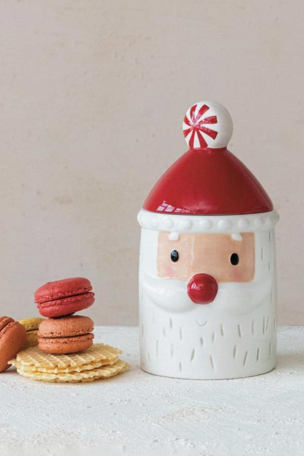 CERAMIC SANTA SHAPED COOKIE JAR