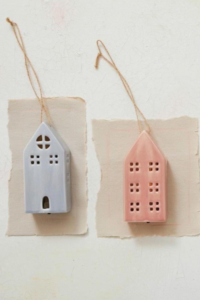 STONEWARE LED HOUSE ORNAMENT