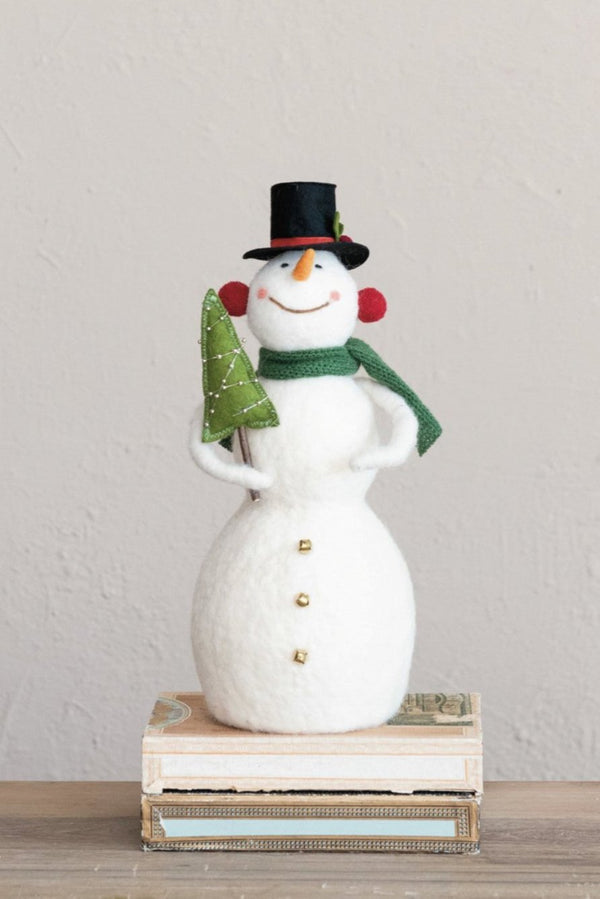 WOOL FELT SNOWMAN W/ TREE