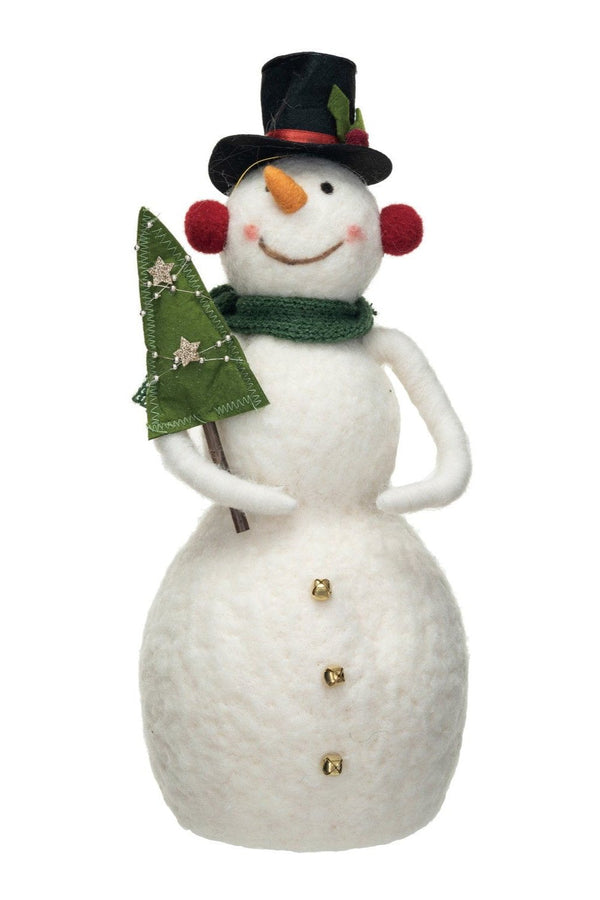 WOOL FELT SNOWMAN W/ TREE