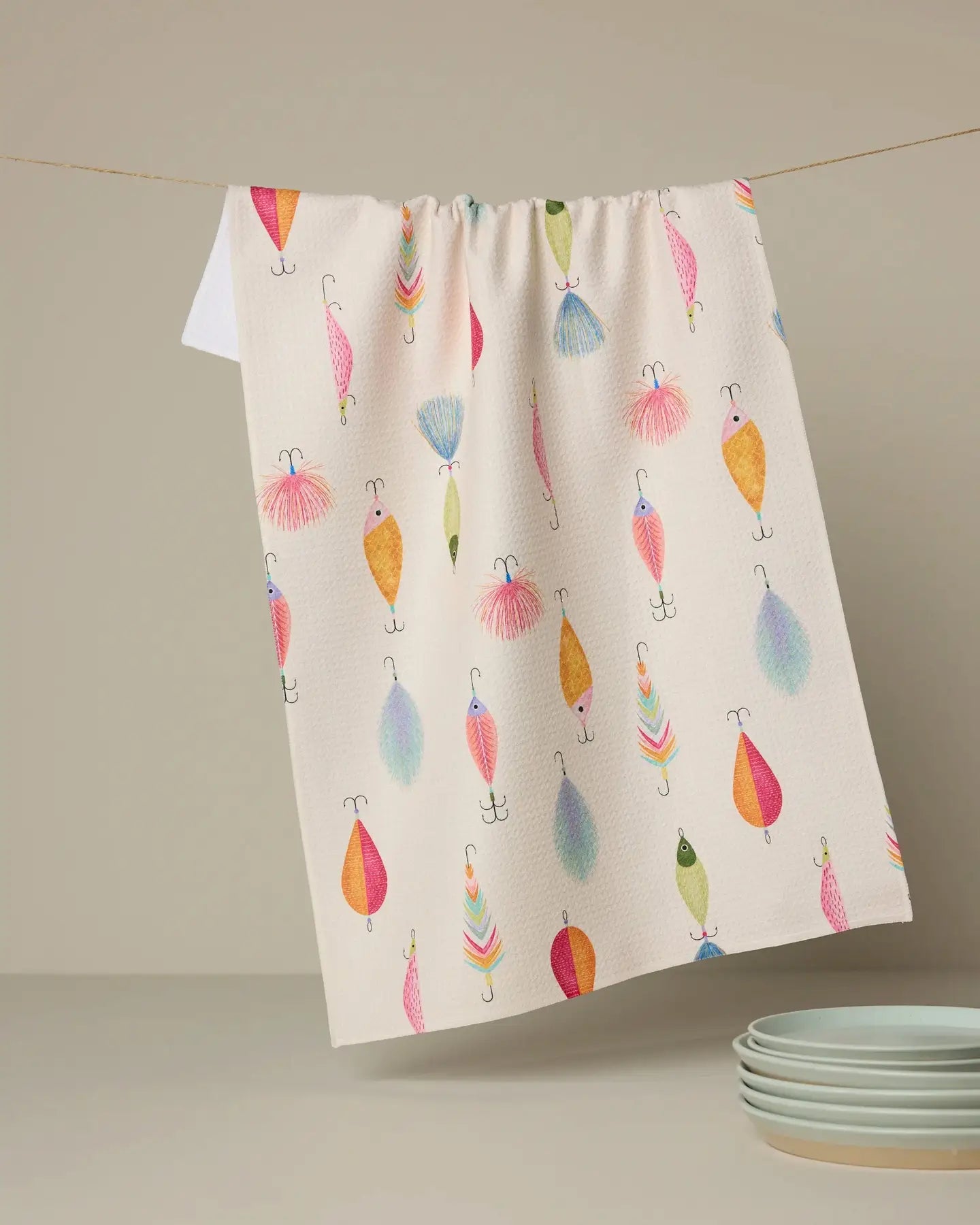 GEOMETRY TEA TOWEL - FISHING LURES