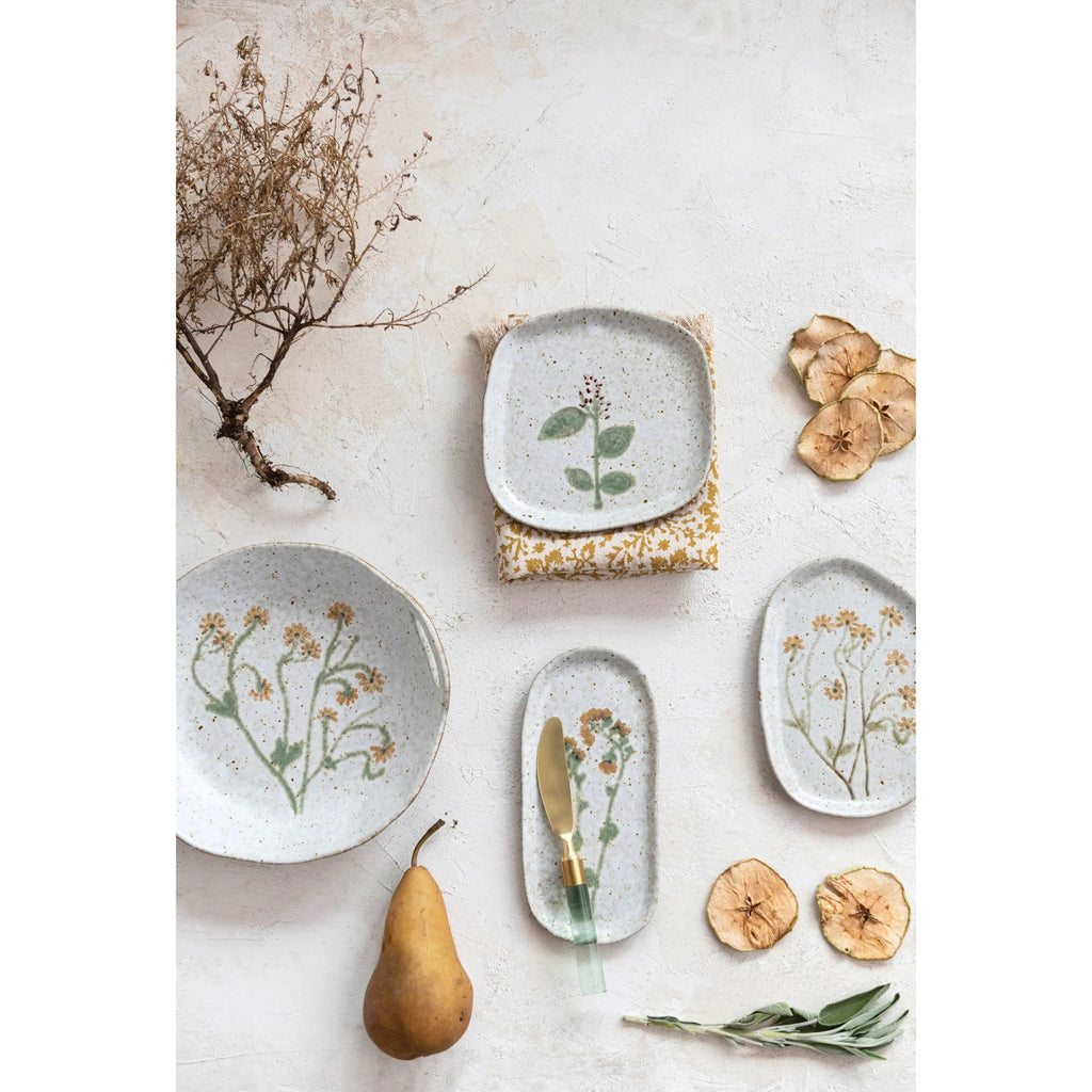STONEWARE BOWL + HANDLES + BOTANICALS