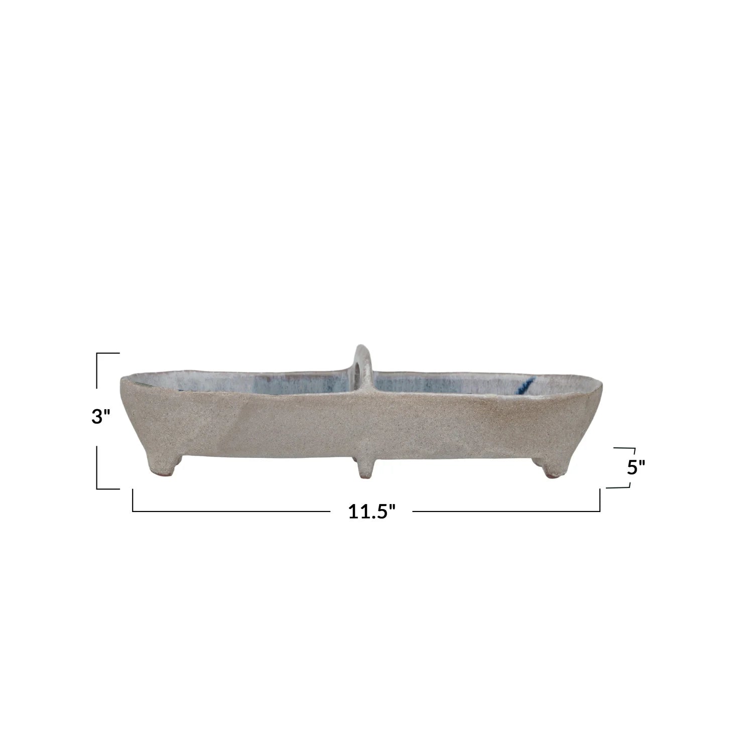 STONEWARE 2 SECTION DISH