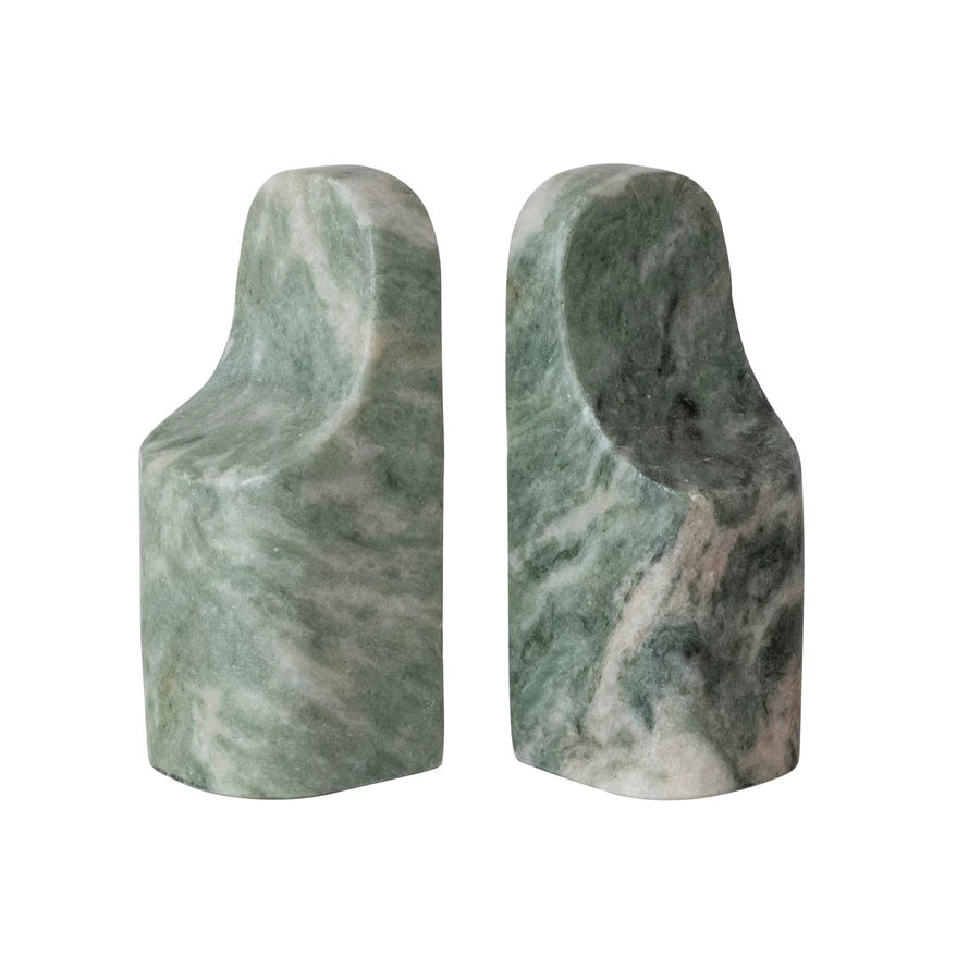 GREEN MELANGE MARBLE BOOKENDS