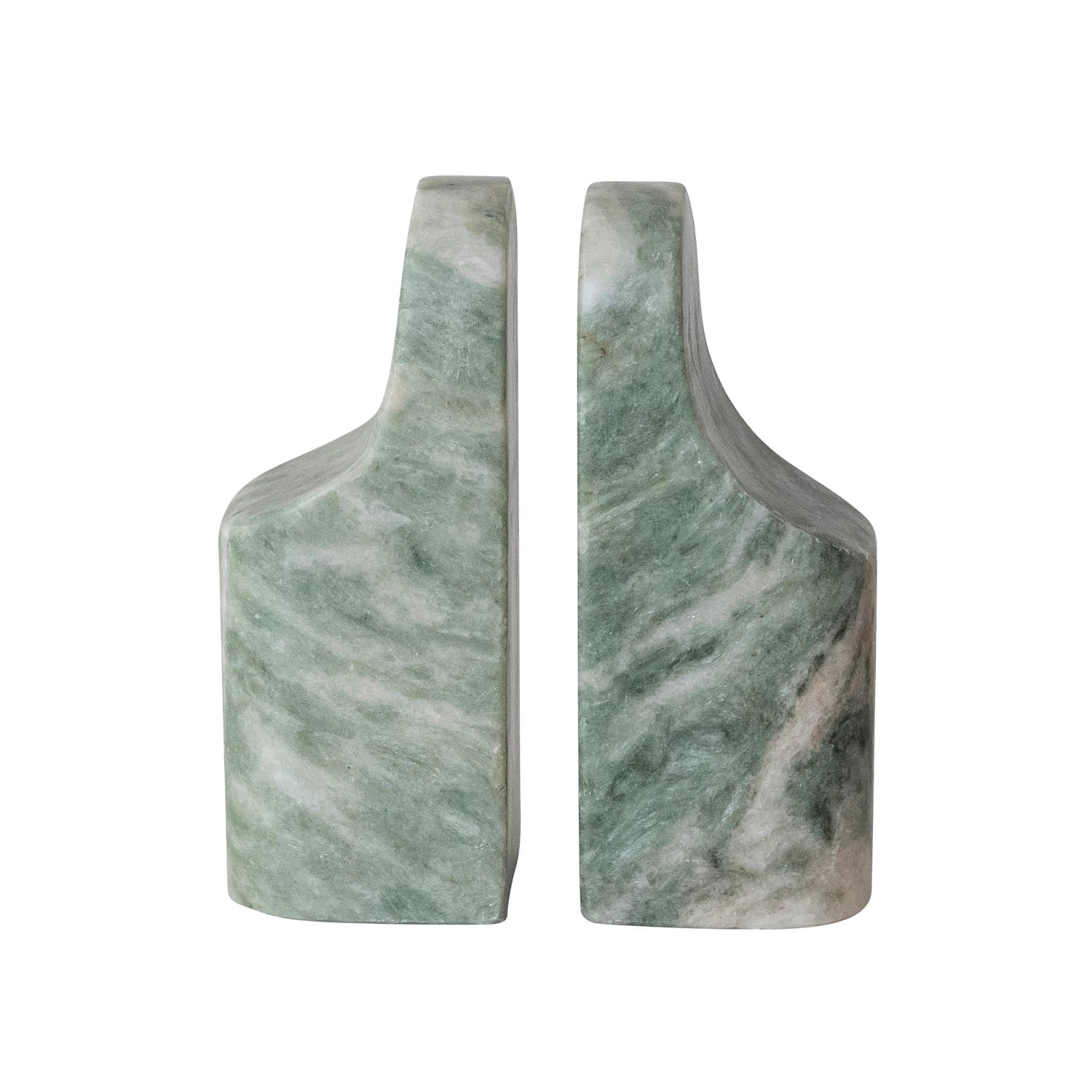 GREEN MELANGE MARBLE BOOKENDS