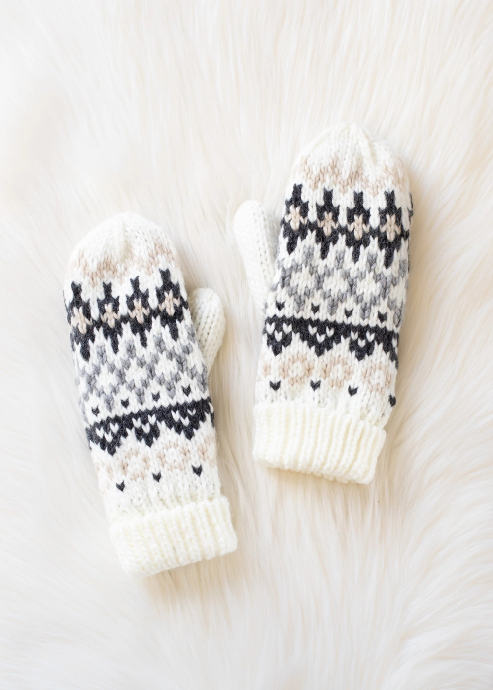 IVORY FAIRISLE MITTENS