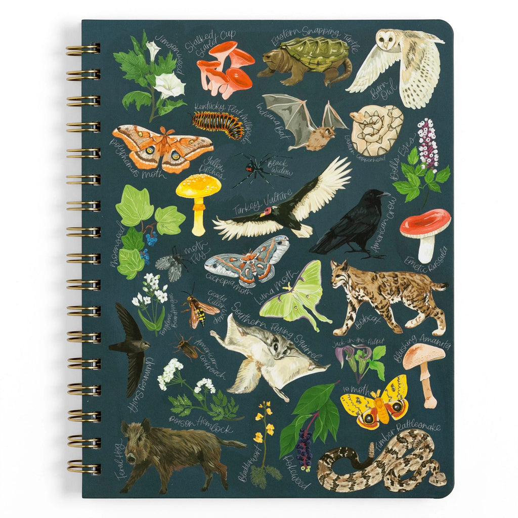 MIDNIGHT FLORA + FAUNA SPIRAL NOTEBOOK