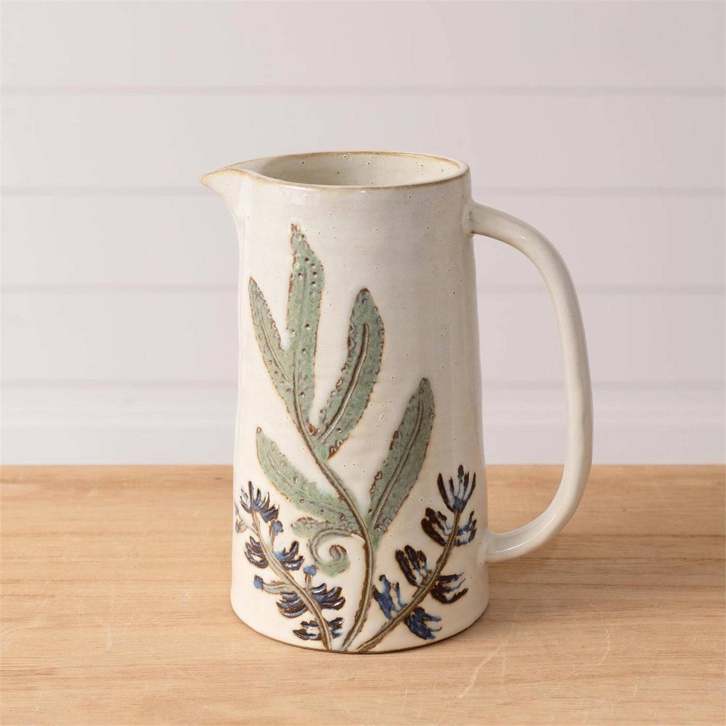 BOTANICAL STONEWARE PITCHER