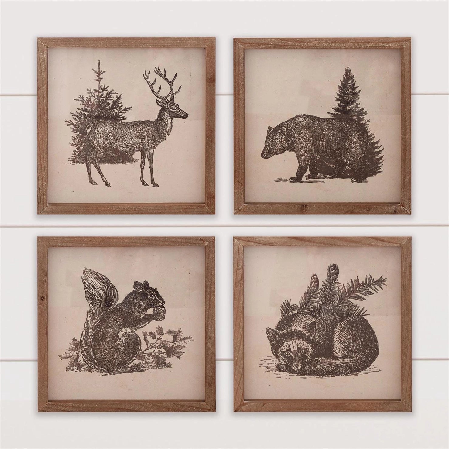 ANTIQUE FOREST ANIMAL FRAMED PRINTS