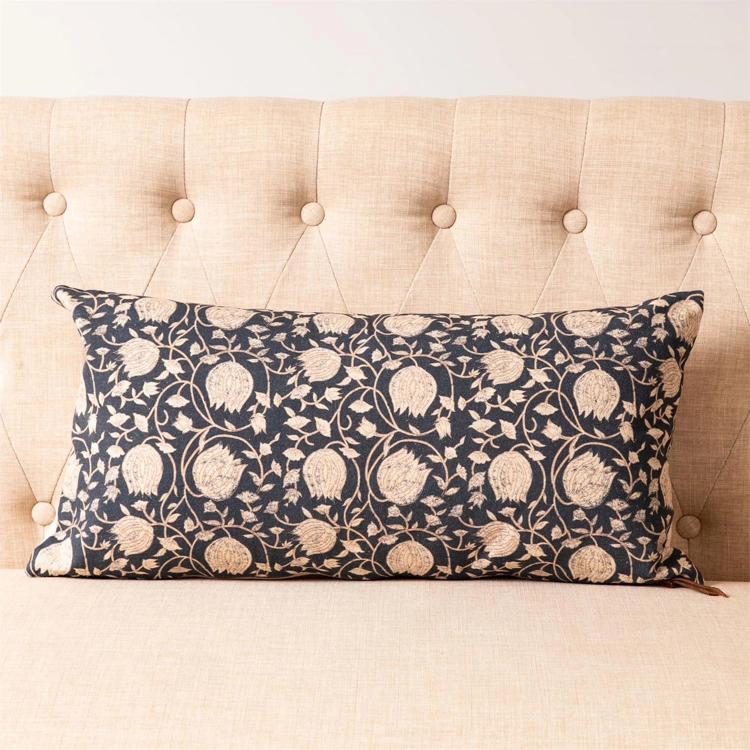 NAVY PRINT LUMBAR PILLOW