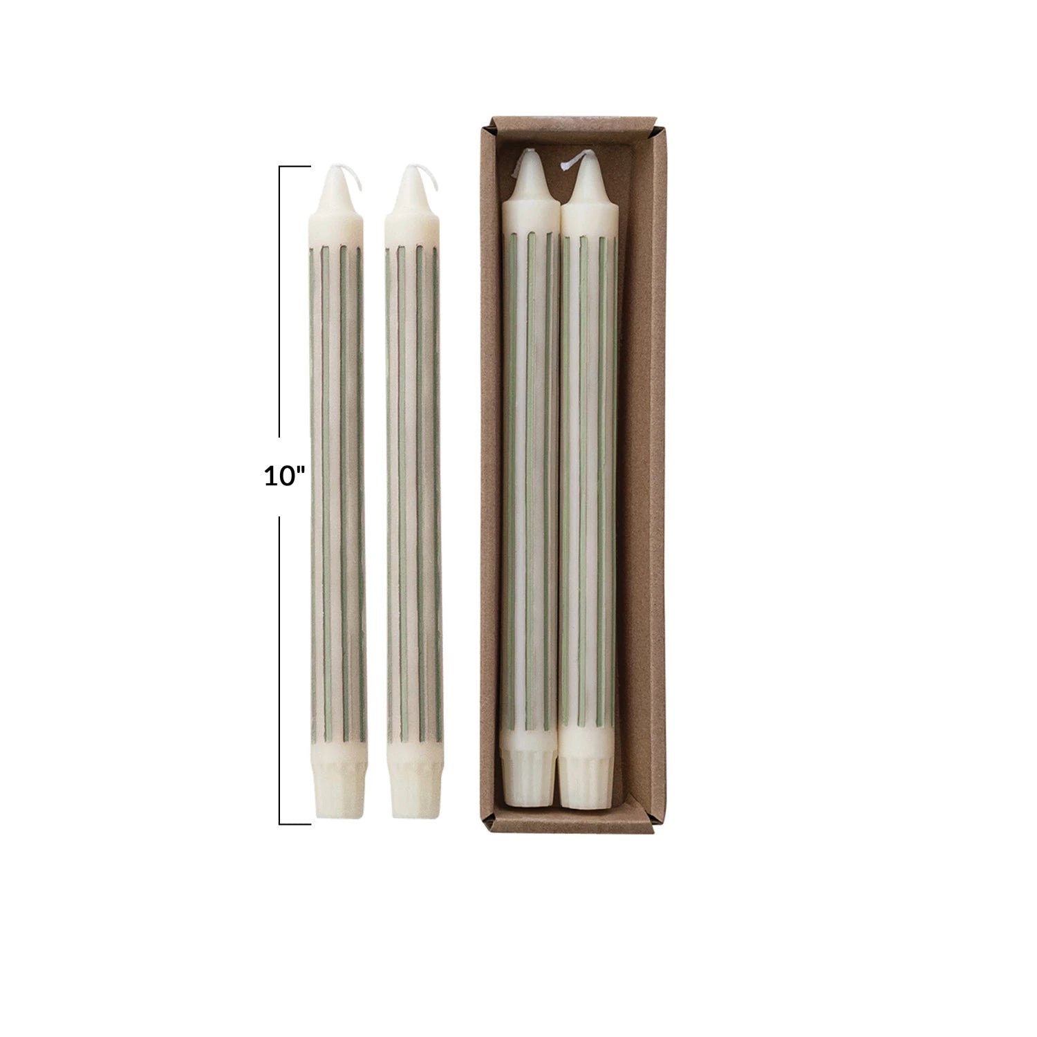 10"H GREY STRIPED TAPER CANDLES