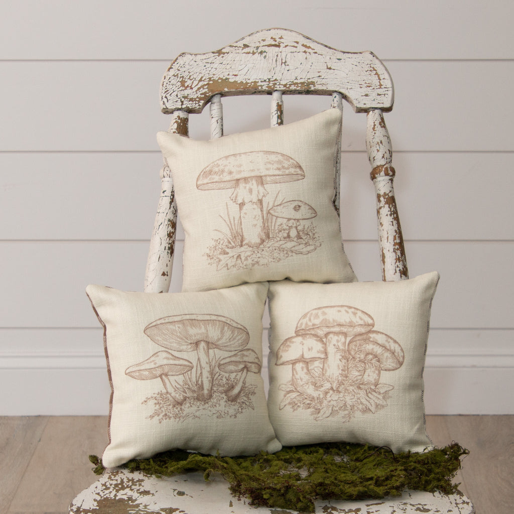 MINI MUSHROOM + GINGHAM PILLOW