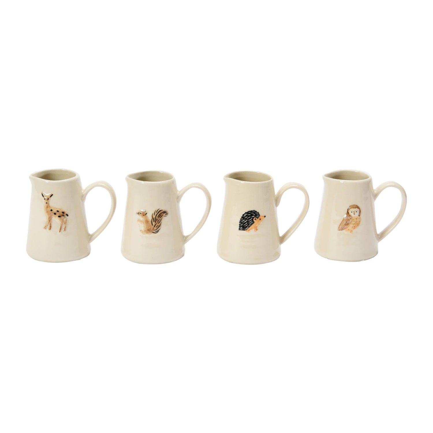 HAND-PAINTED CREAMER WITH FOREST ANIMALS