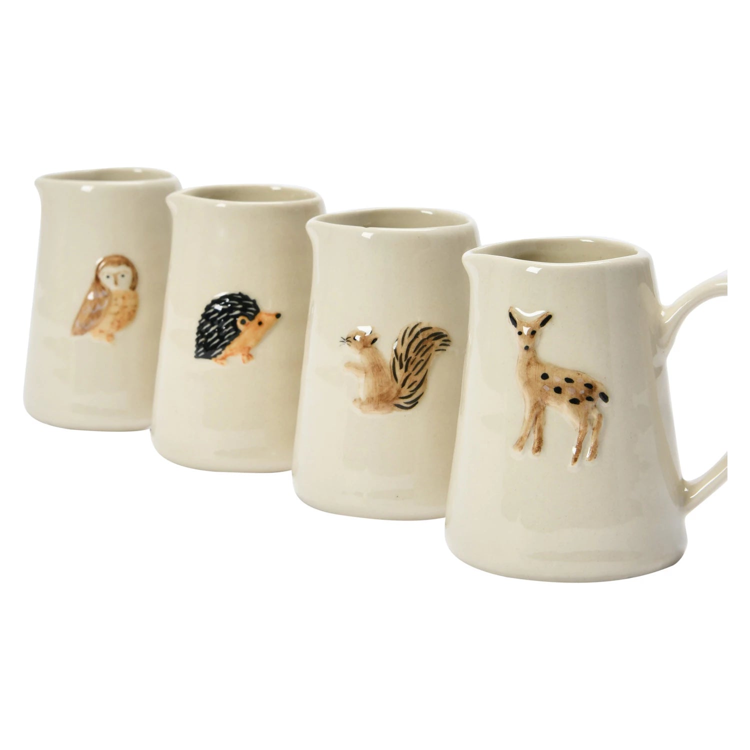 HAND-PAINTED CREAMER WITH FOREST ANIMALS