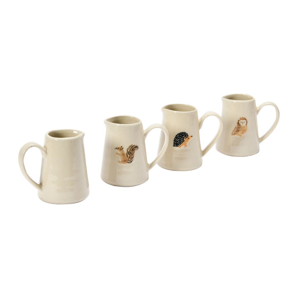 HAND-PAINTED CREAMER WITH FOREST ANIMALS