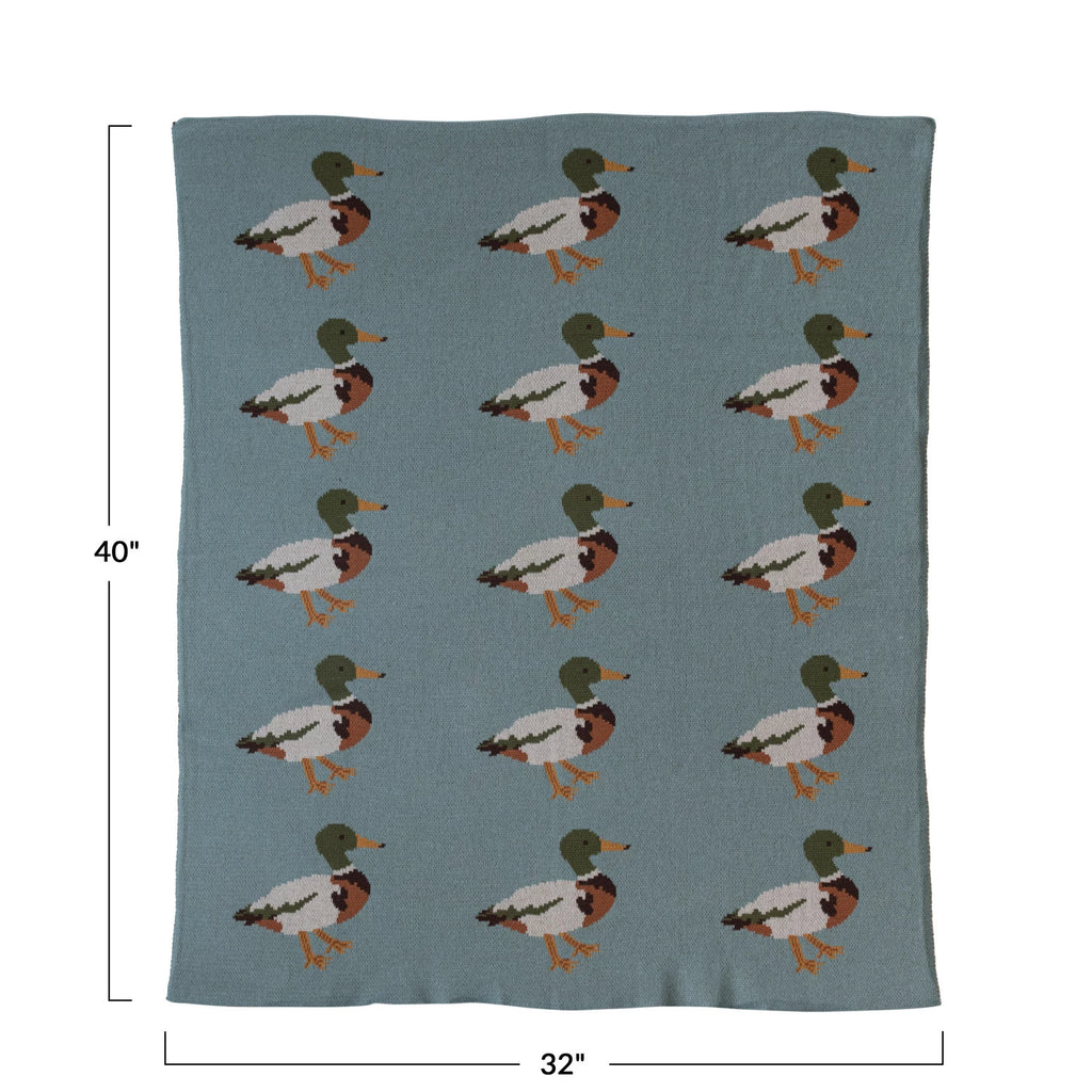 COTTON KNIT BABY BLANKET - DUCKS